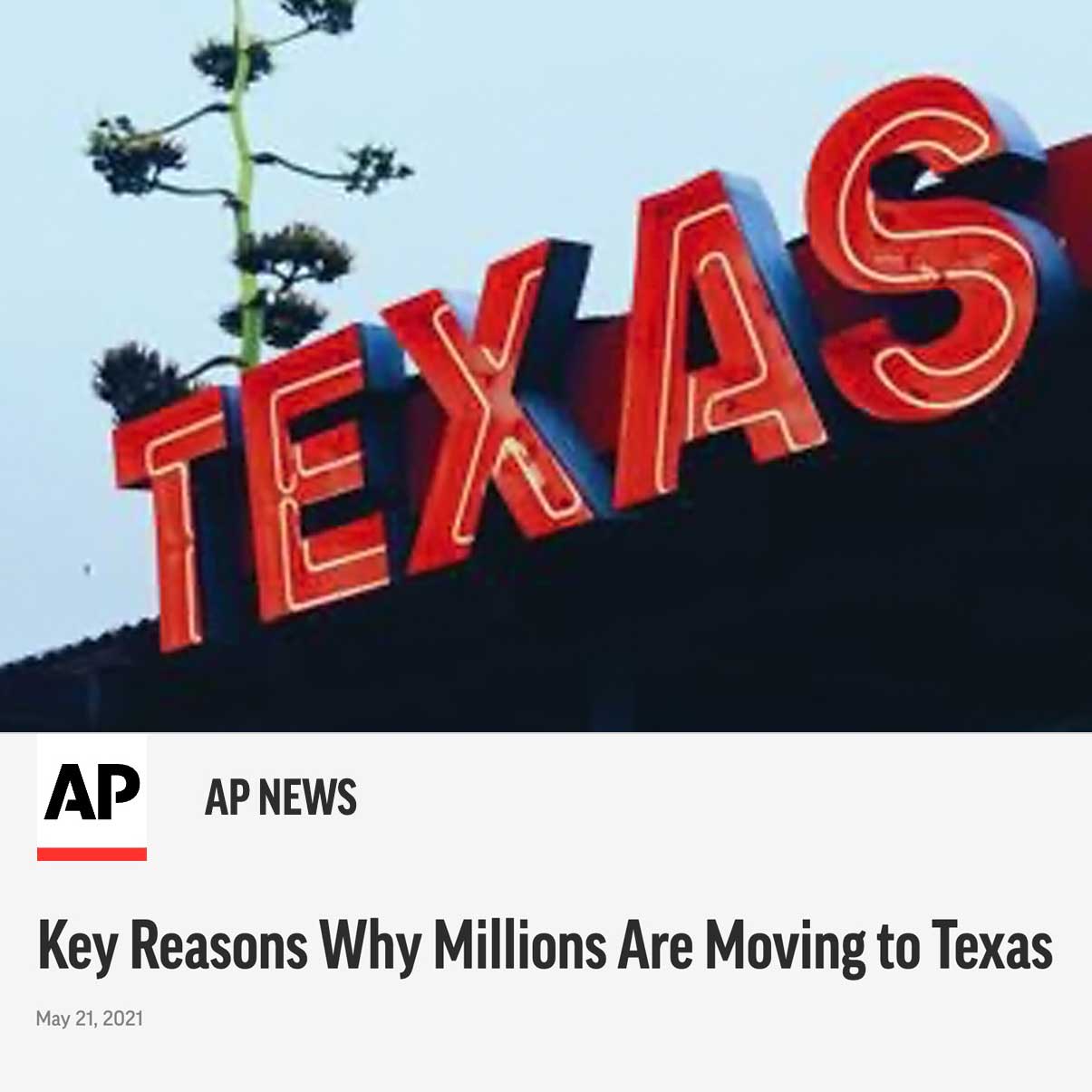 Key reasons why millions are moving to Texas